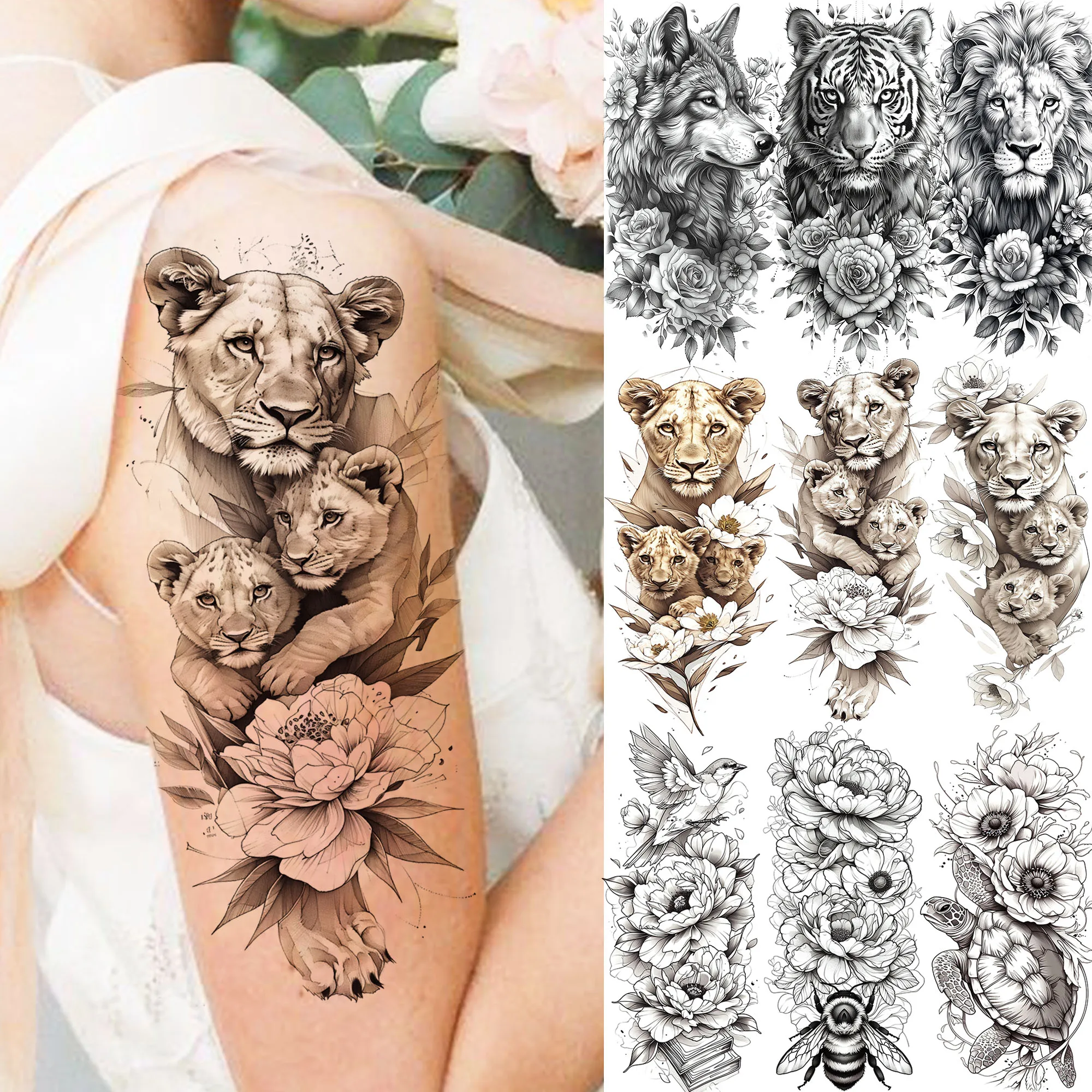 tatuagem onça mãe e filhote