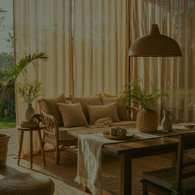 ideias de decoração com tecidos rústicos para sala