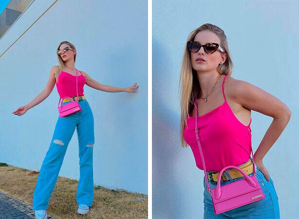 mistura de tons de rosa no vestuário