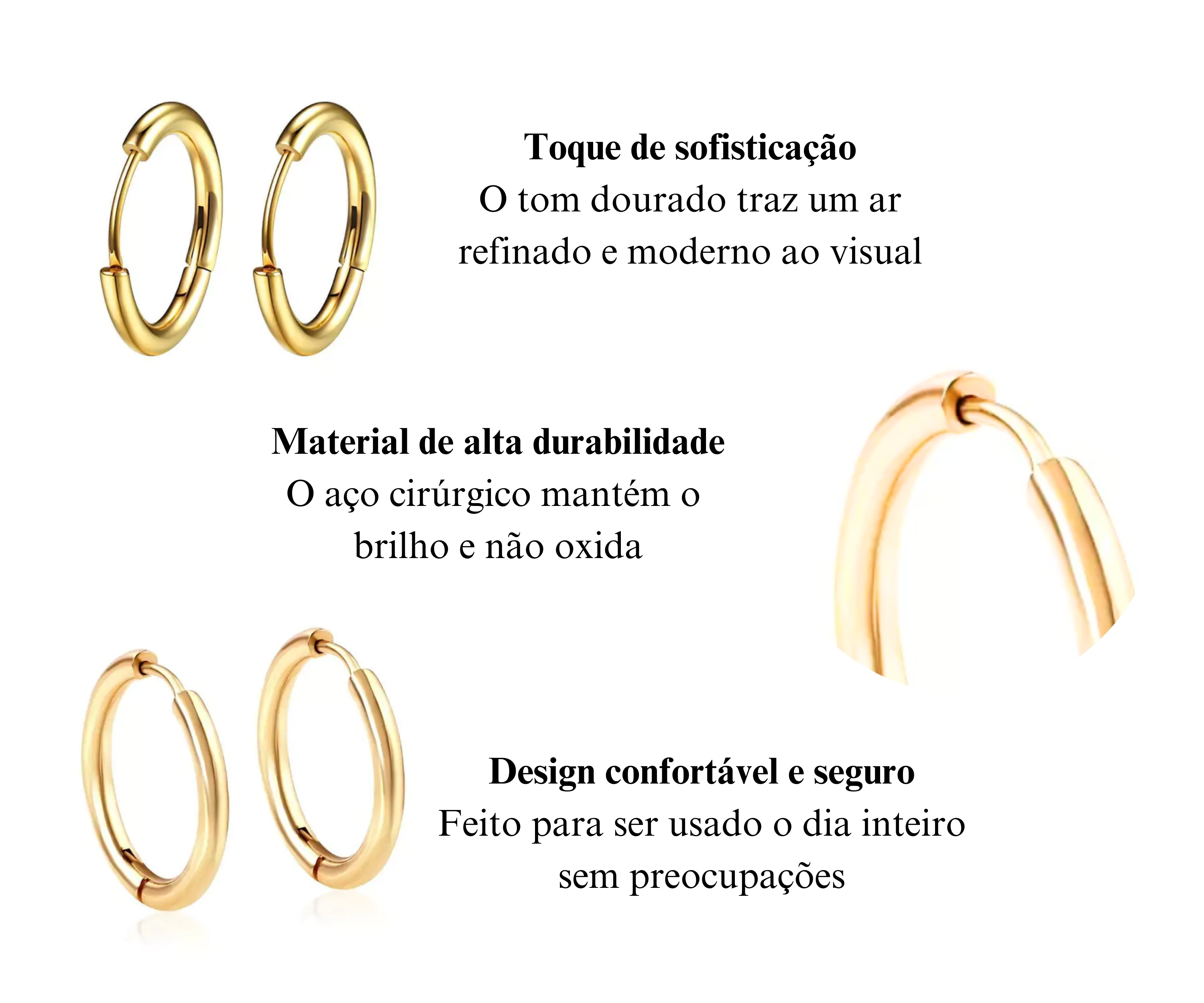 Tendência de brincos de argola dourados clássicos