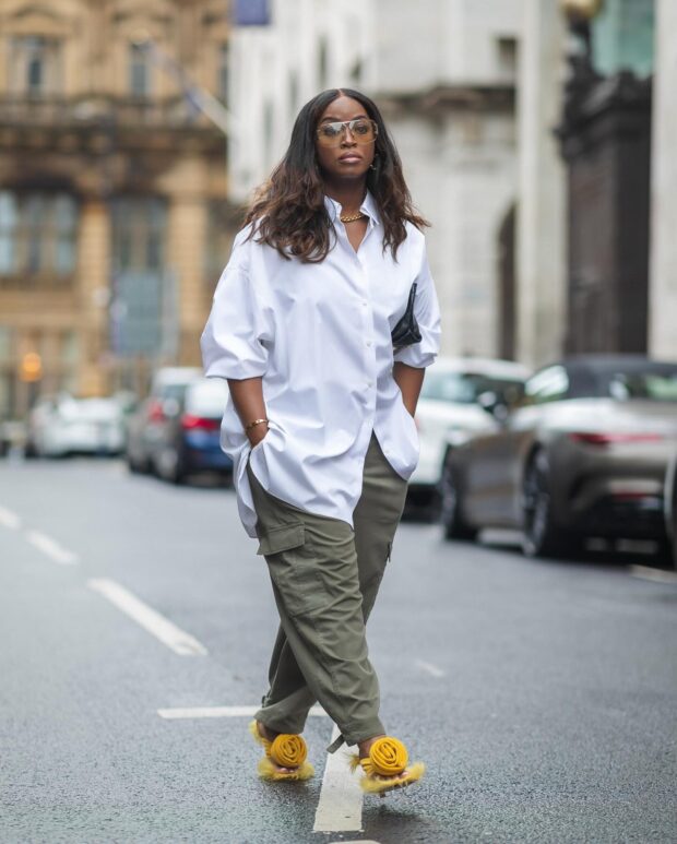 Tendências de cores e tecidos para calça cargo com salto em 2026