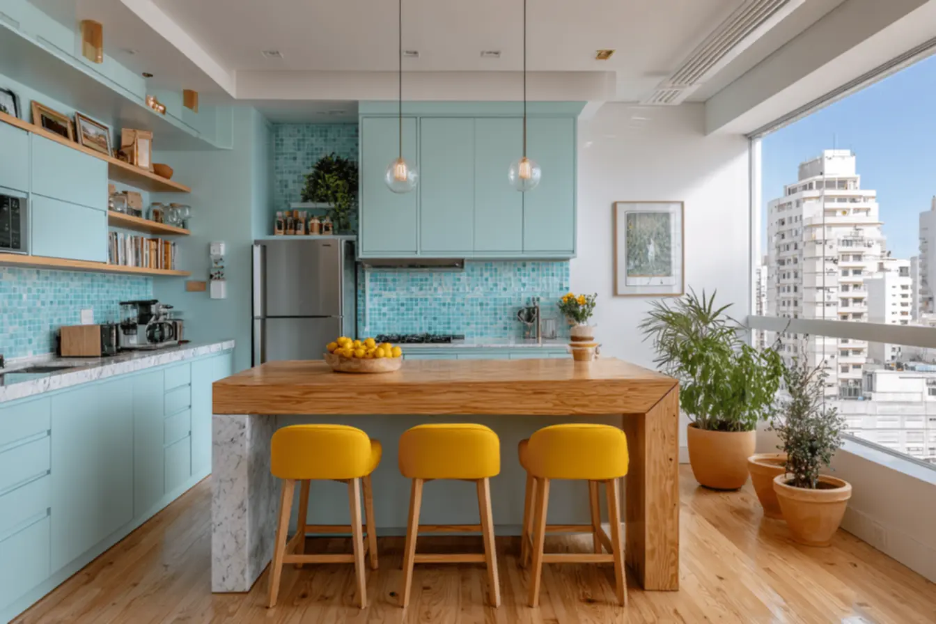 Tendência de cozinhas coloridas: verde e azul em alta