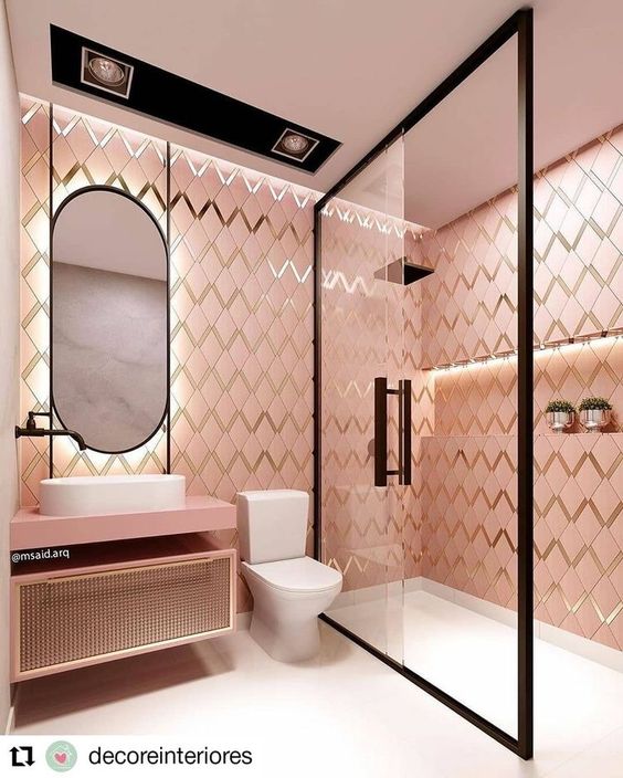 5 maneiras de usar rose gold em banheiros pequenos