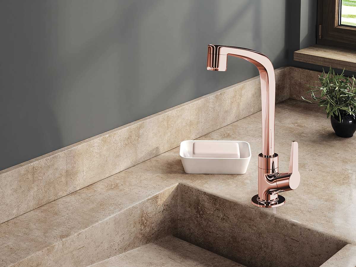 Tendência de metais rose gold para banheiros femininos