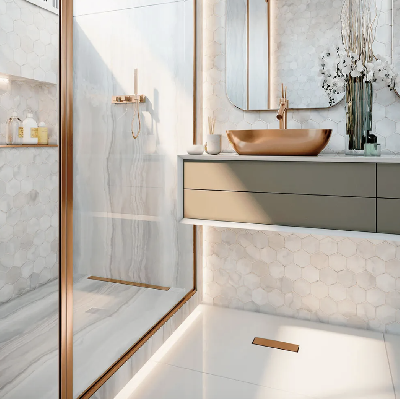 Como combinar rose gold com madeira na decoração do banheiro