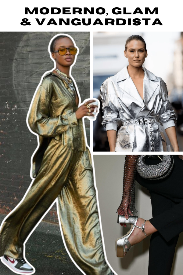 Tendência de roupas com efeito metalizado fosco