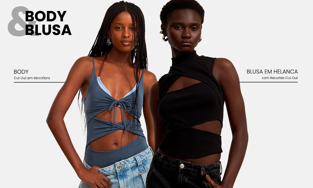 Tendência de roupas com recortes nos ombros (cold shoulder)