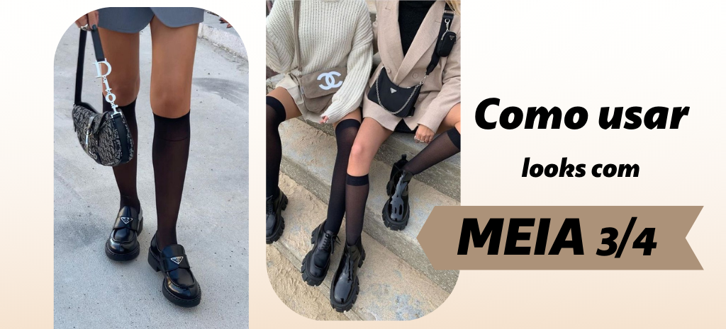 tendência saia curta com meia 3/4