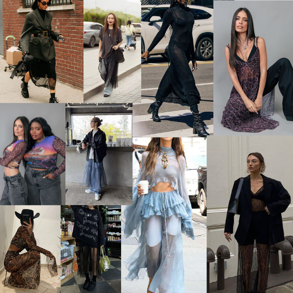 Tendência de tule e transparência em detalhes