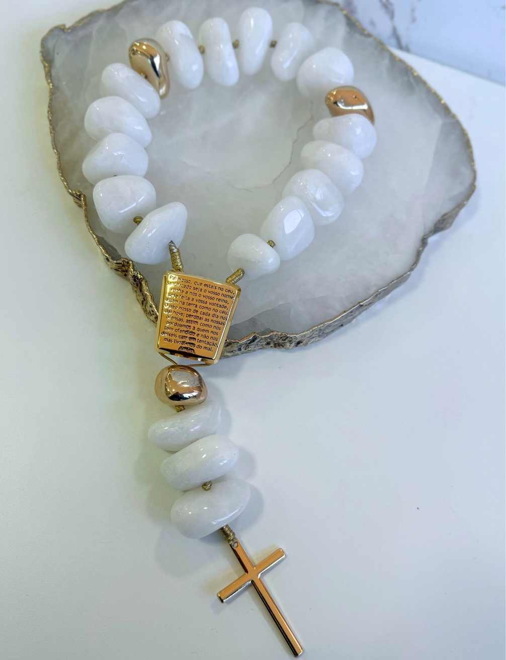 terço de mesa quartzo branco vs terço de cristal