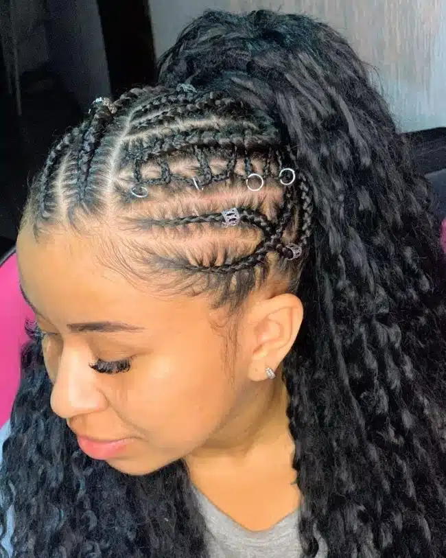 trança nagô com joias para cabelo