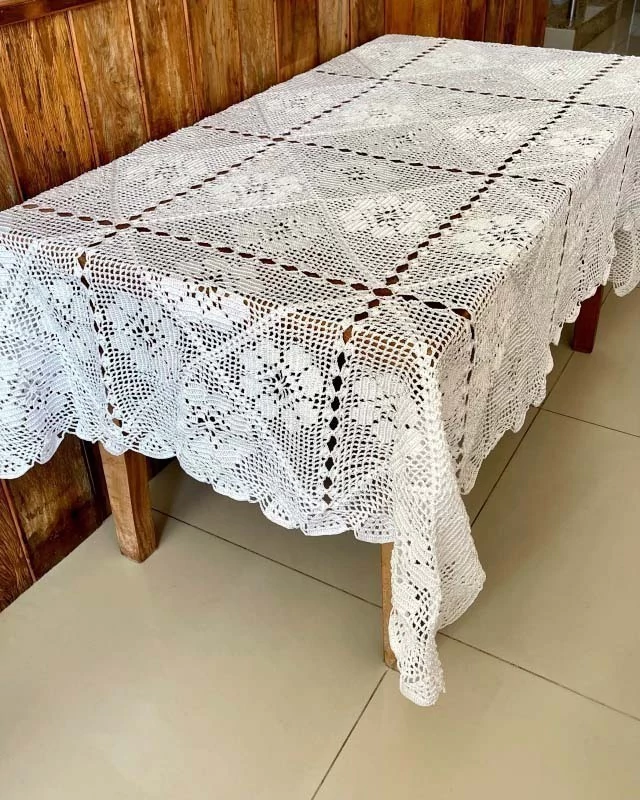 toalhas de mesa de croche retangular