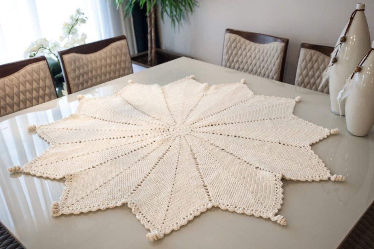 toalhas de mesa de croche retangular