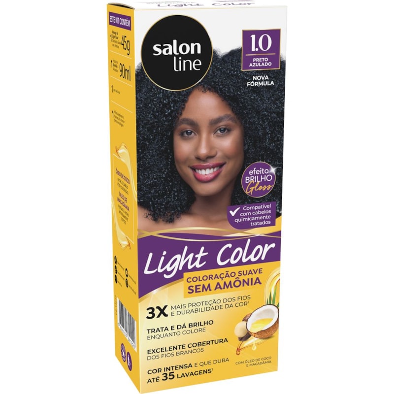 Coloração suave preto azulado