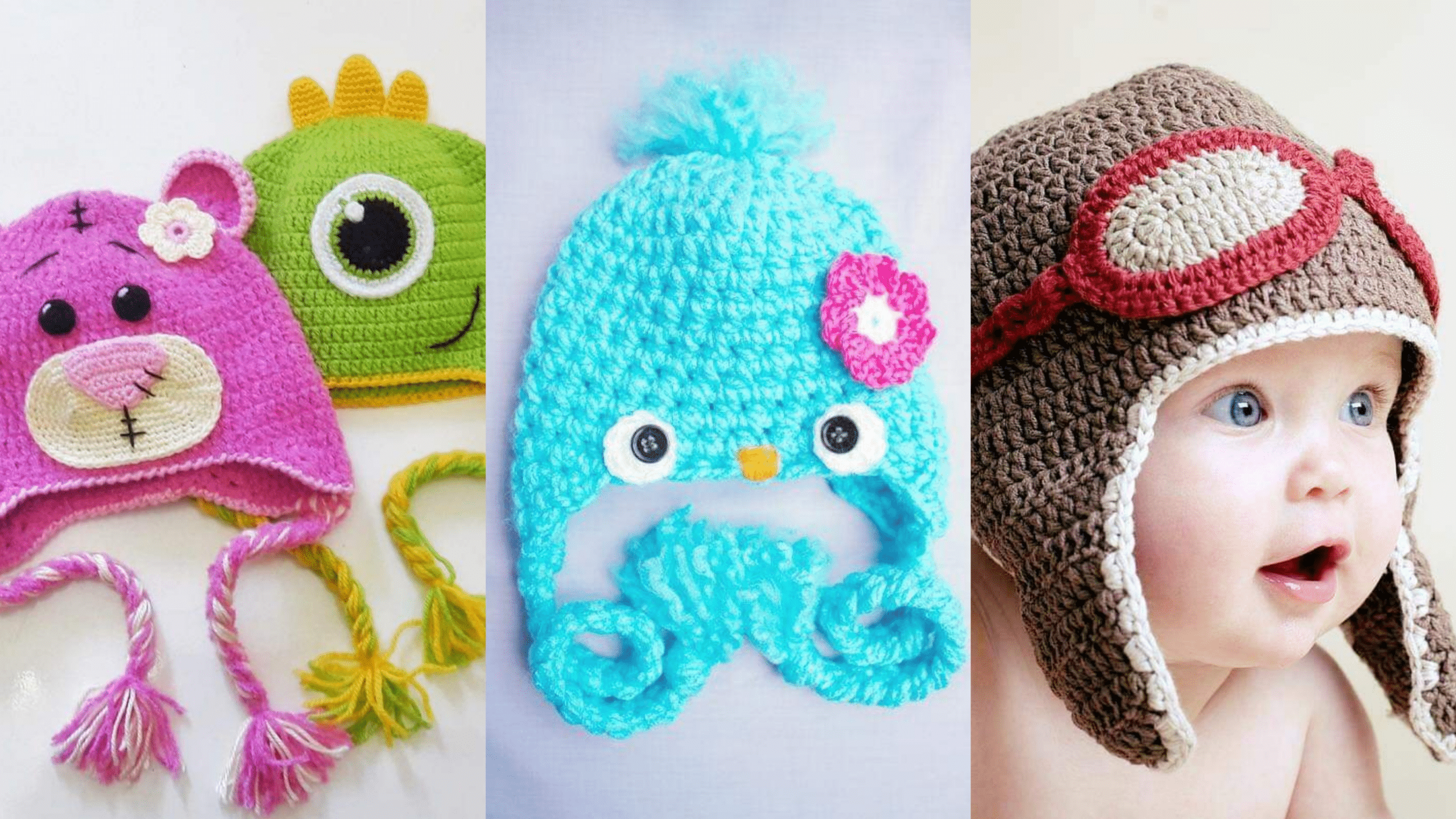 toucas de croche infantil de bichinhos