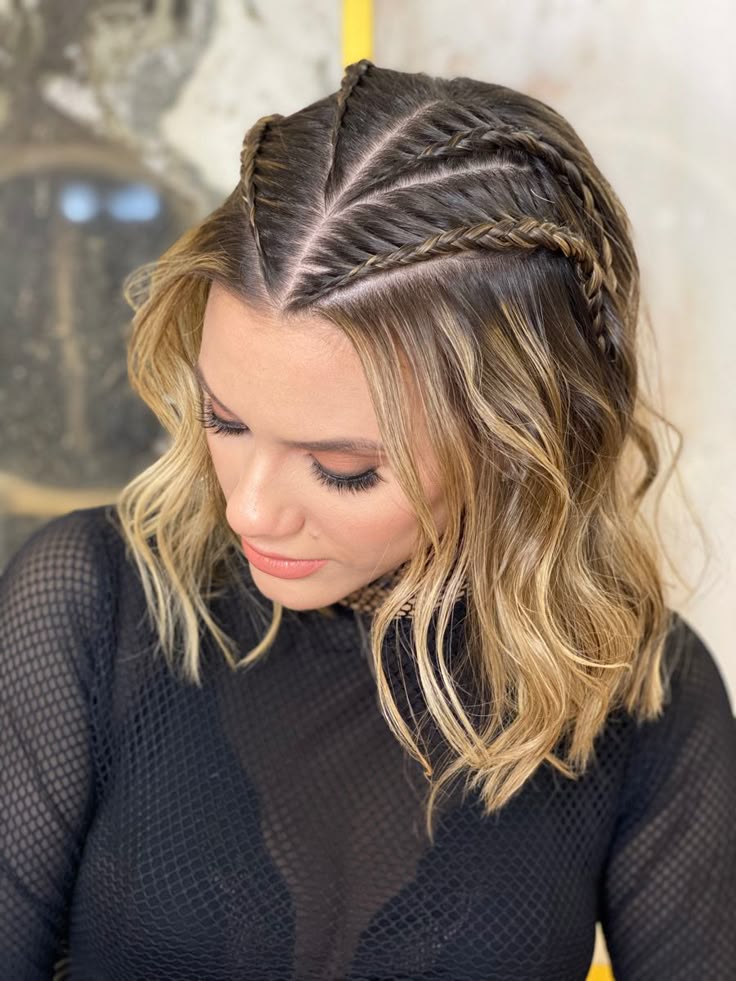 trança lateral cabelo curto