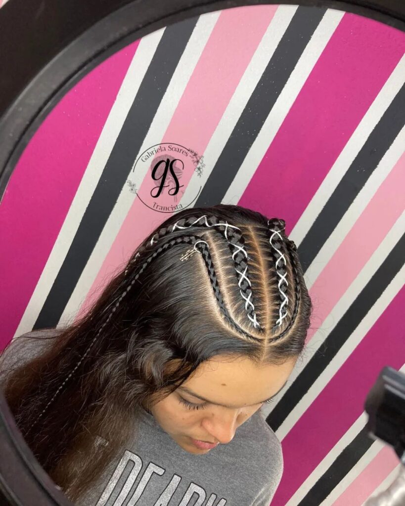 trança embutida para trás cabelo liso