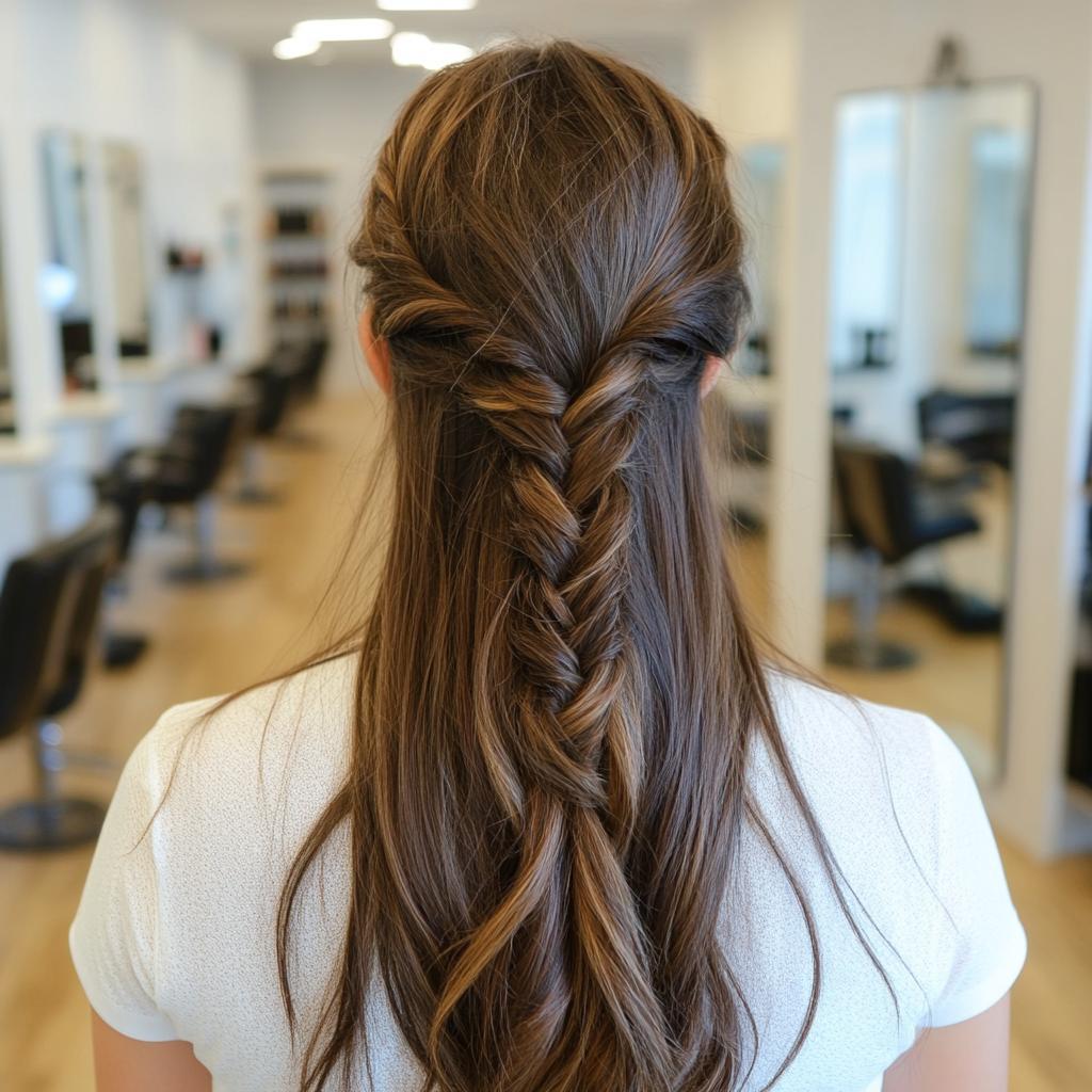 trança embutida com rabo de cavalo cabelo liso