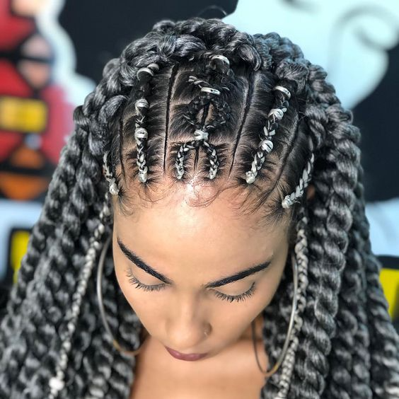 trança nago com box braids
