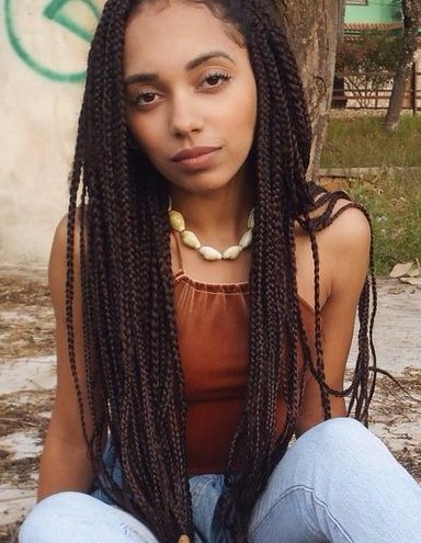 trança solta fina vs box braids grossa