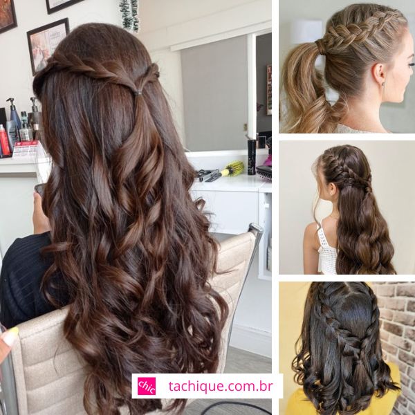trança solta cabelo médio