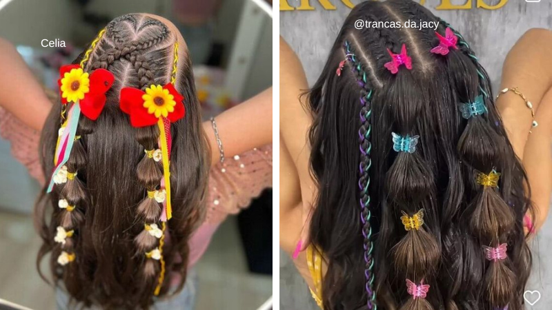 ideias de tranças para festa junina com fitas