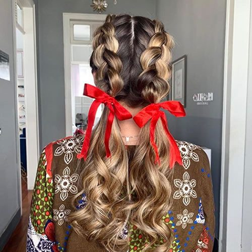 ideias de tranças para festa junina com fitas