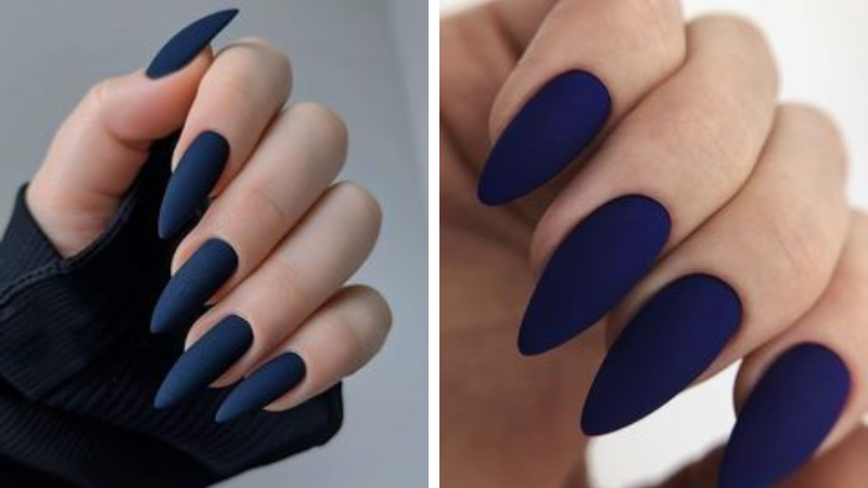 unha amendoada azul royal