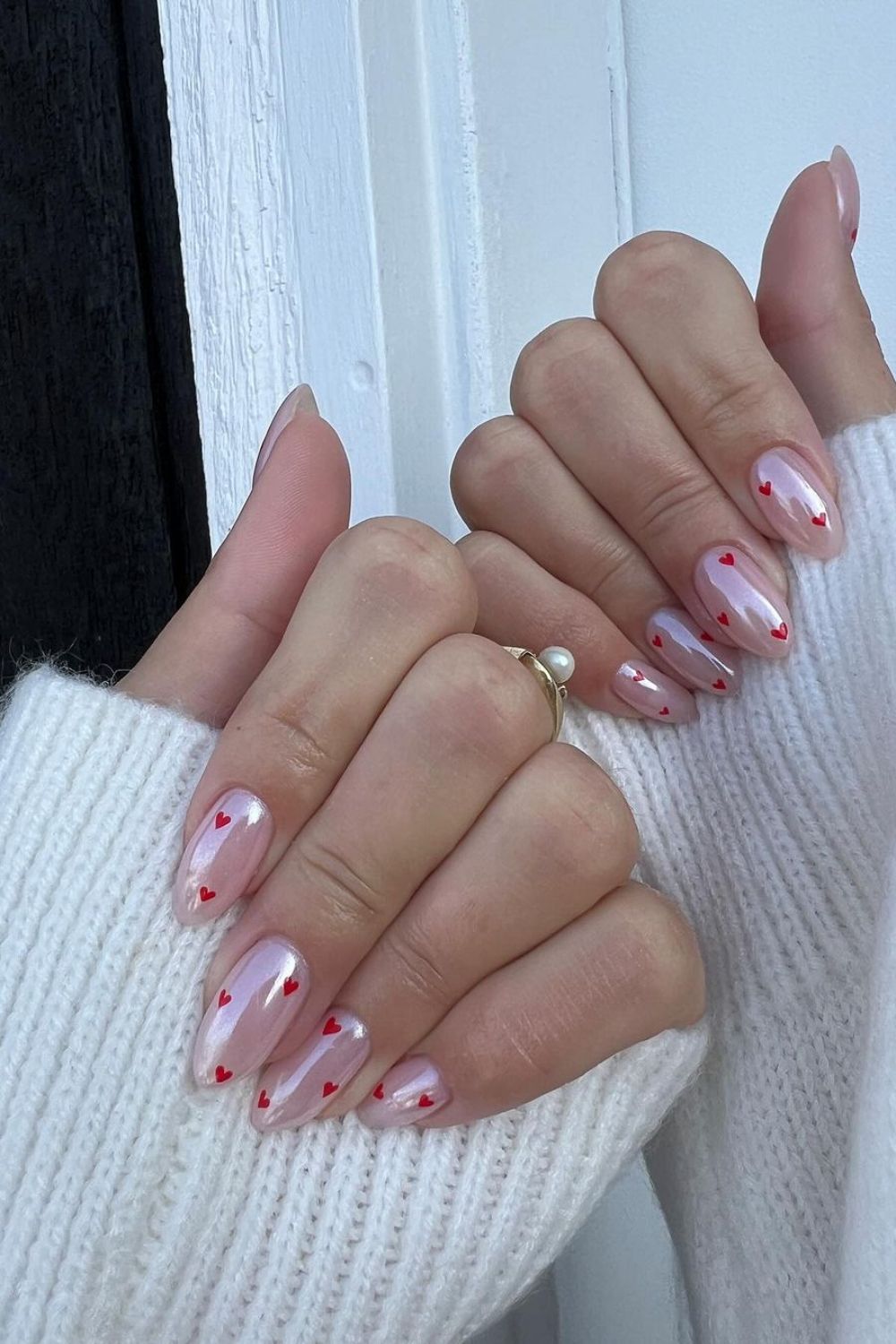 nail art unha amendoada rosa