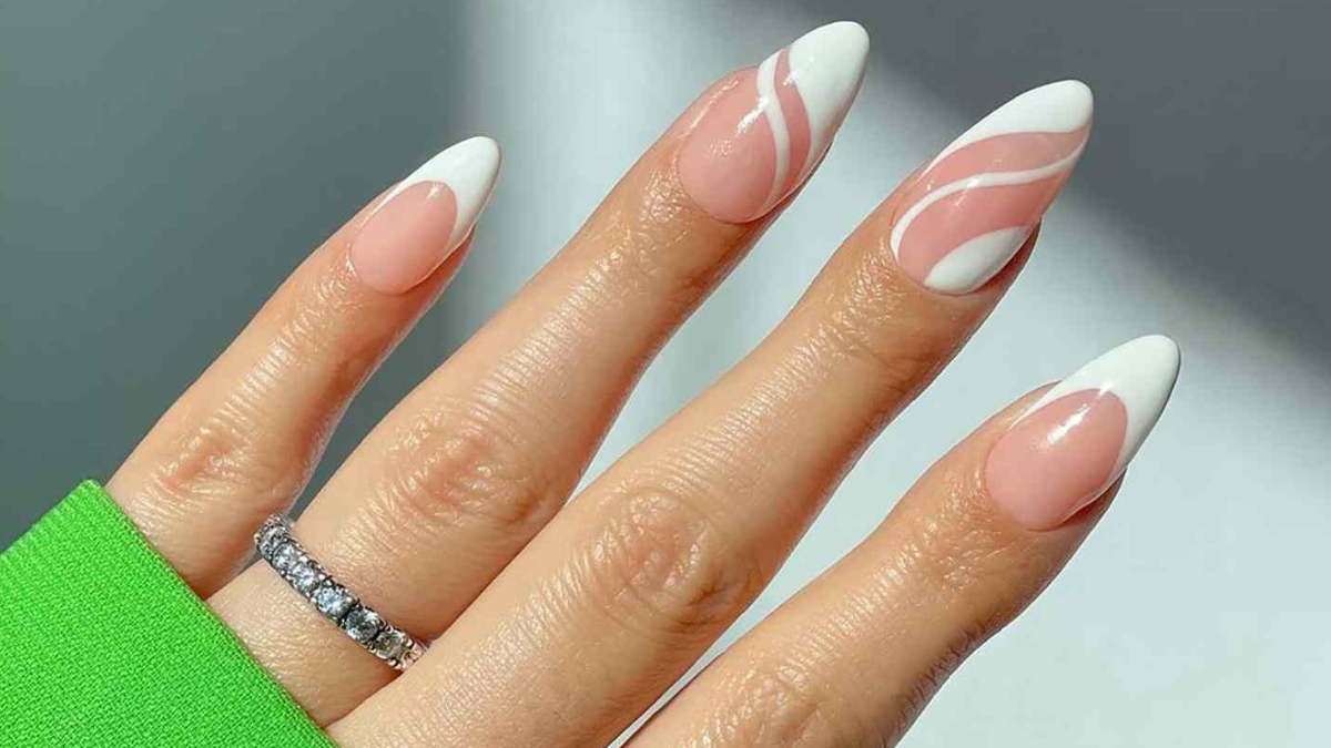 unhas de fibra amendoada decoradas ideias