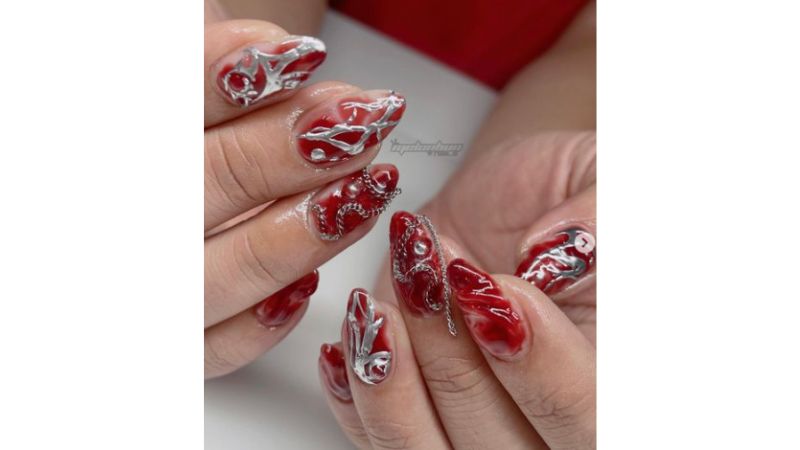 unhas de gel cat eye
