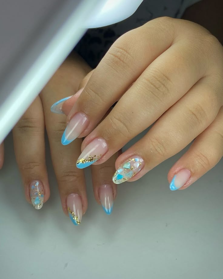 unha decorada azul bebe