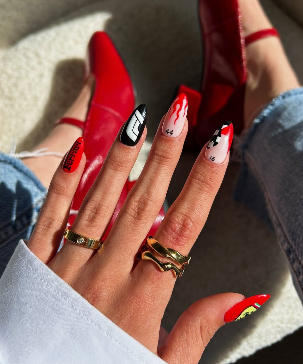 unha decorada fórmula 1