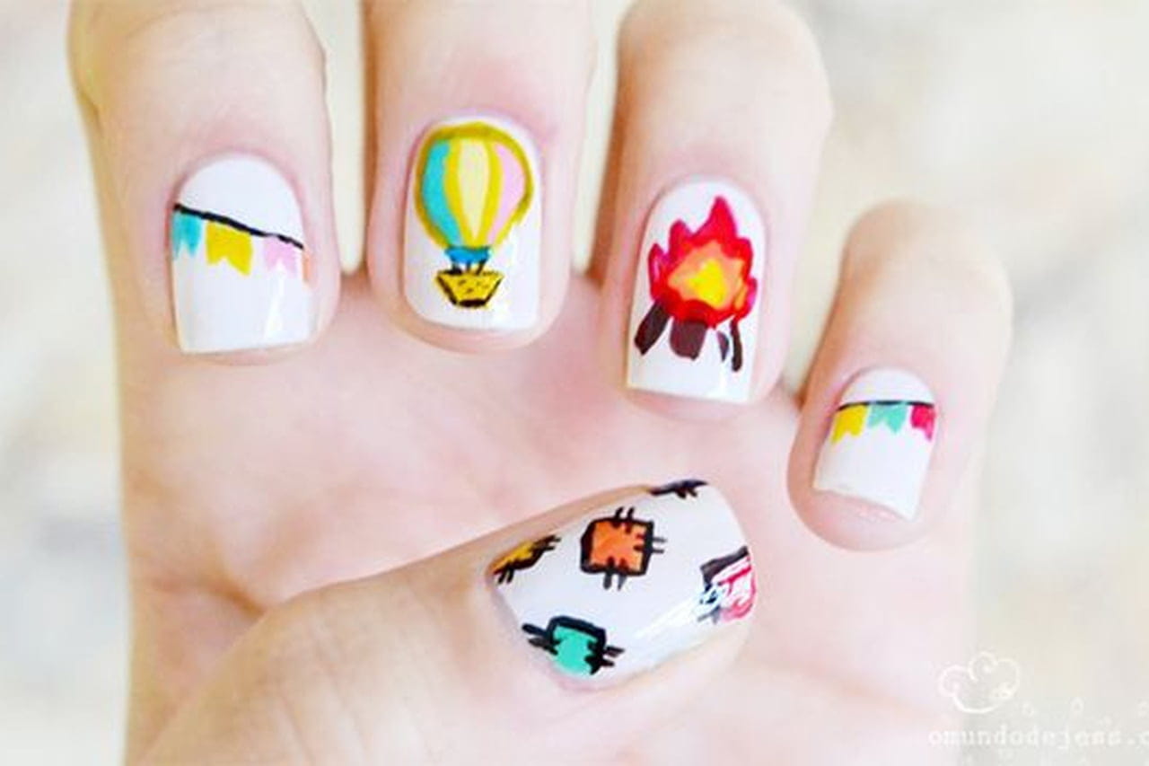 unha decorada junina simples vs elaborada