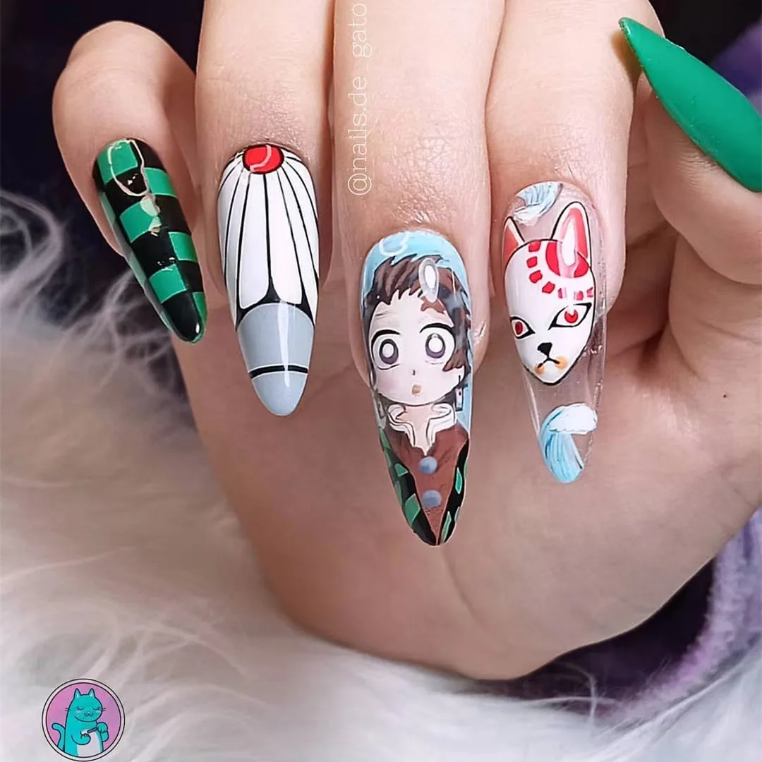 erros comuns ao fazer unhas decoradas kimetsu no yaiba