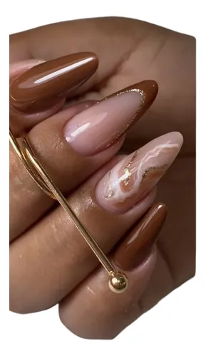 unha decorada simples amendoada