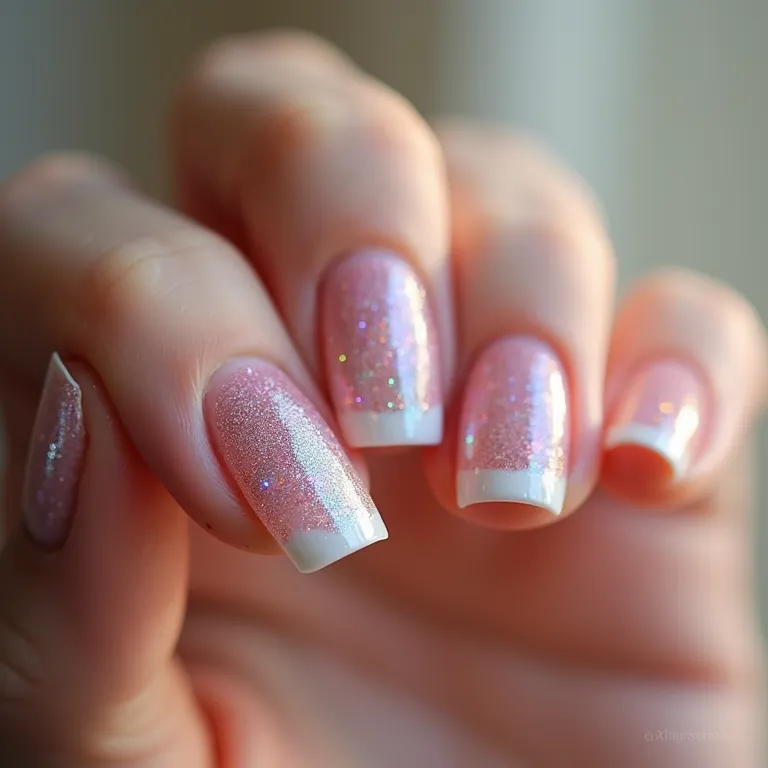Glitter por baixo da francesinha (brilho profundo)