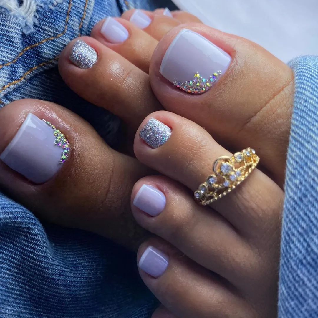Glitter por baixo da francesinha (brilho profundo)