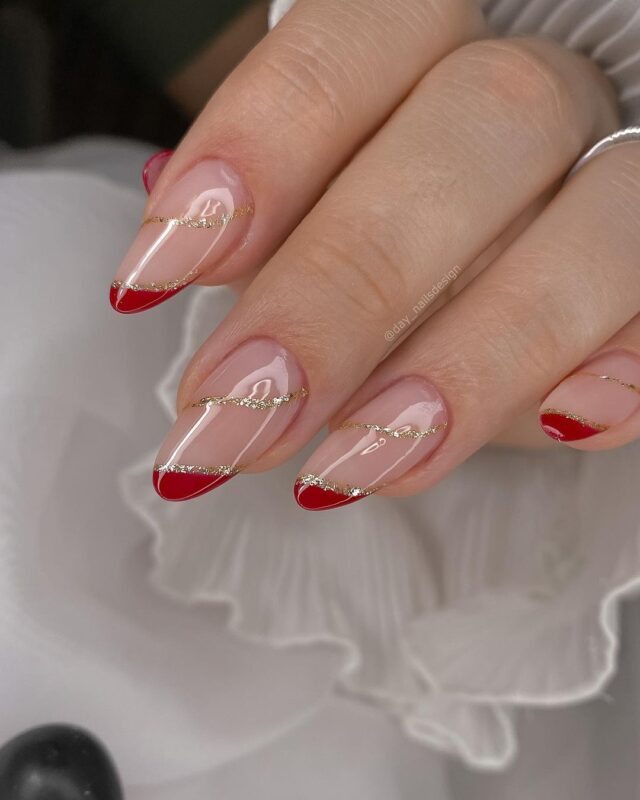 unha em gel decorada vermelha delicada