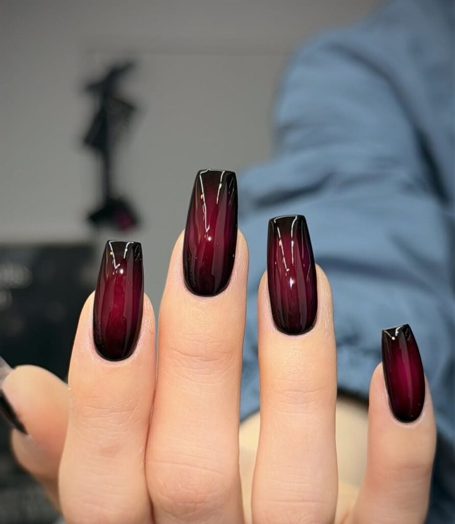 unha em gel decorada vermelha bailarina