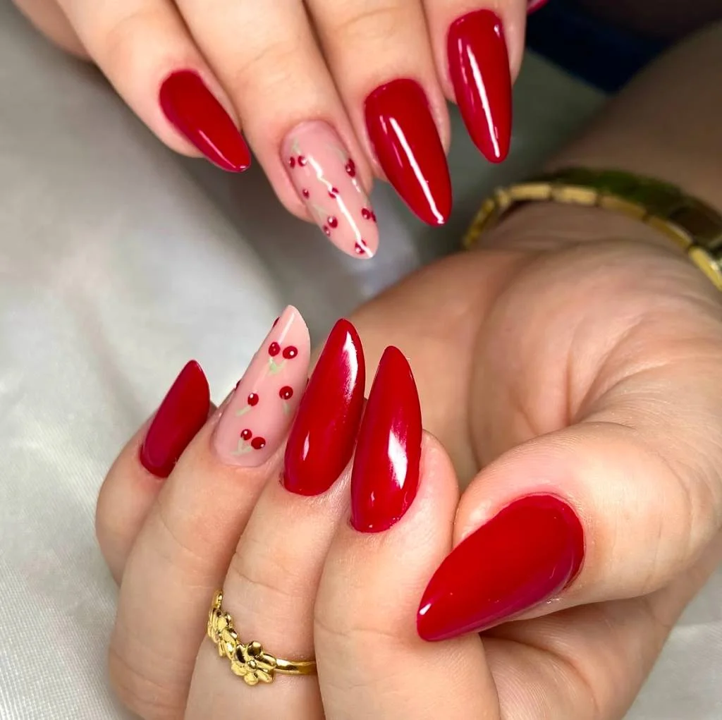 unha em gel vermelho