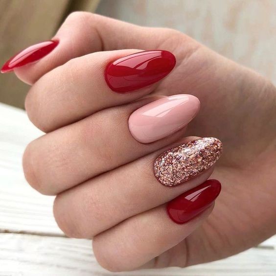 unha natal tons de vermelho