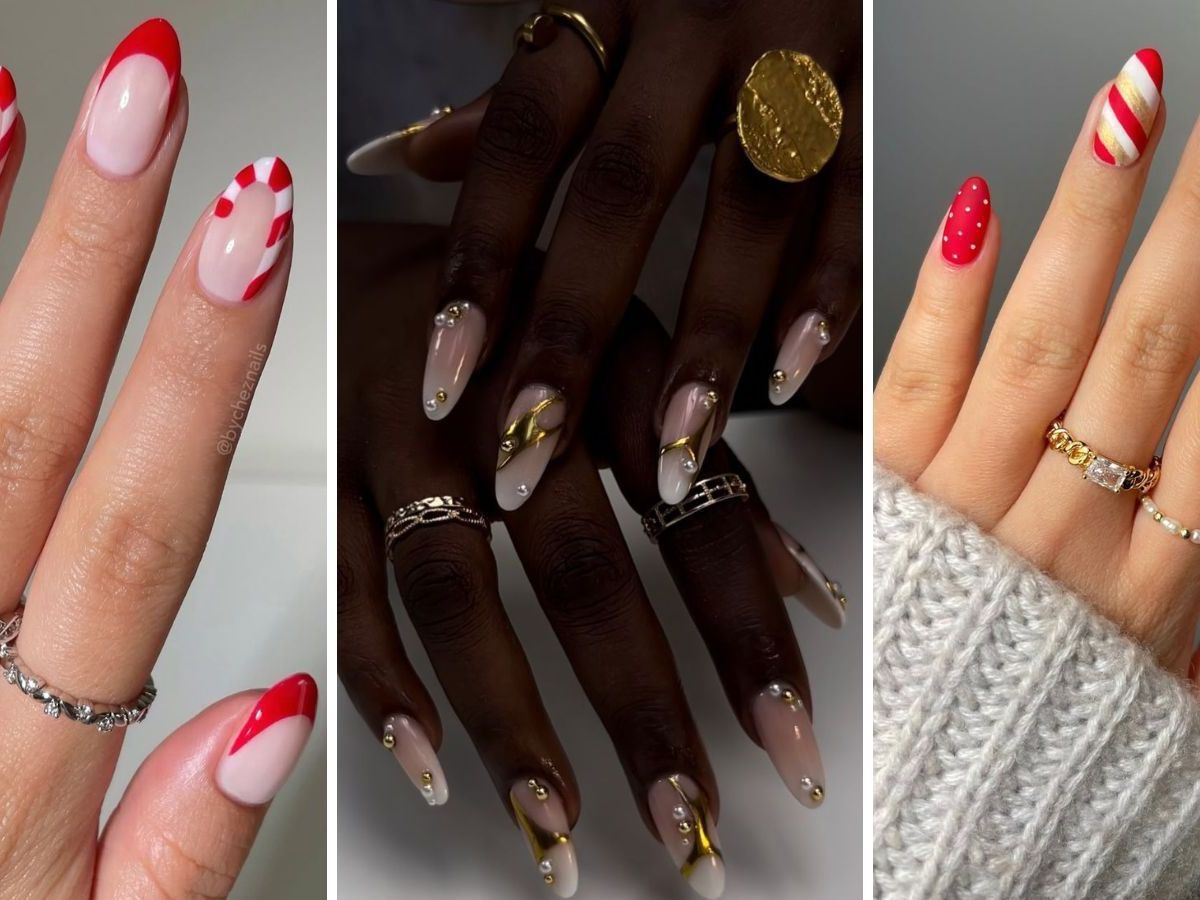 ideias de unhas decoradas para o natal simples e bonitas