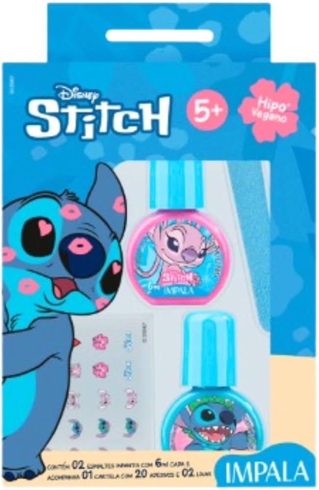 unha stitch com glitter