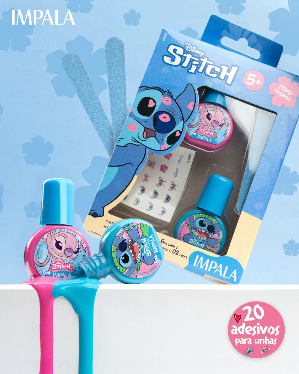 unha stitch azul royal