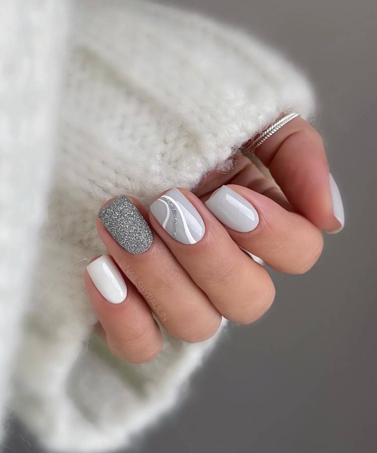 inspiração unhas cinza decoradas