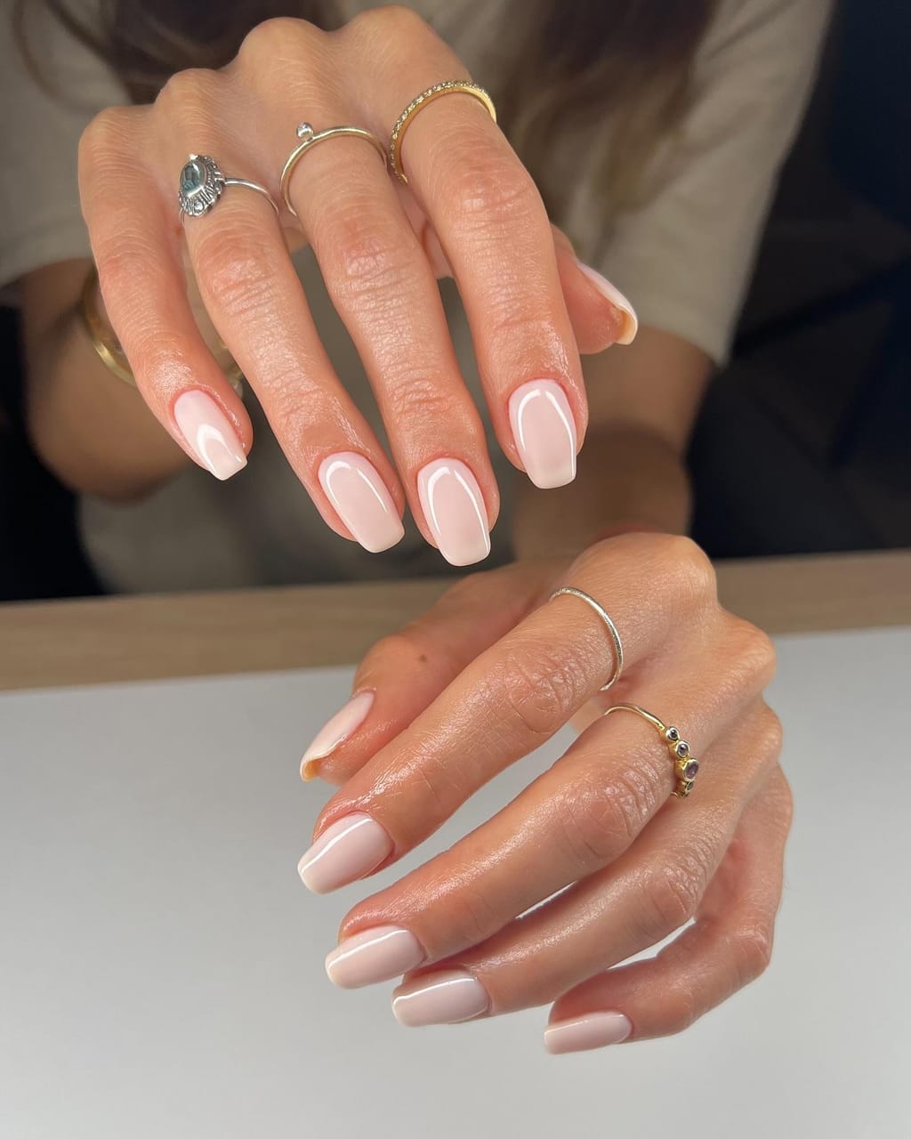 unhas de gel efeito cromado