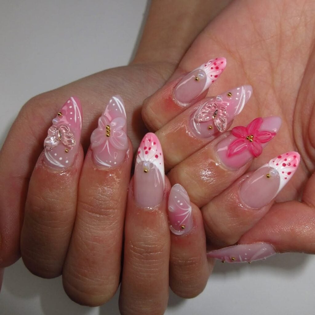 unhas de gel bailarina