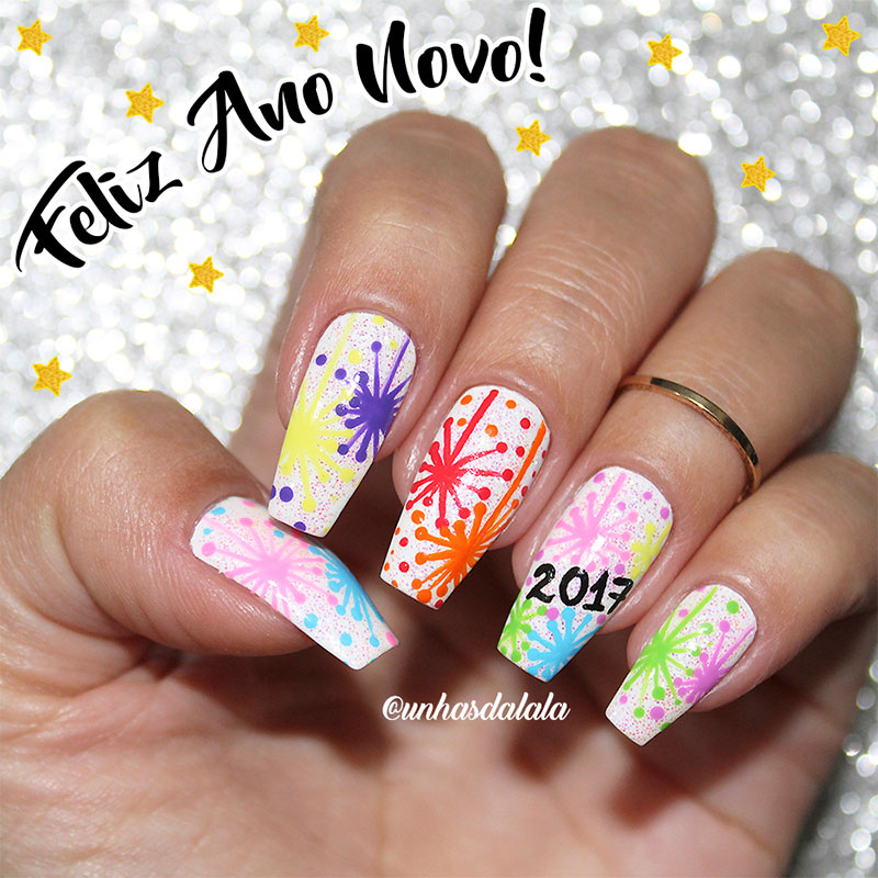 unhas decoradas em gel ano novo