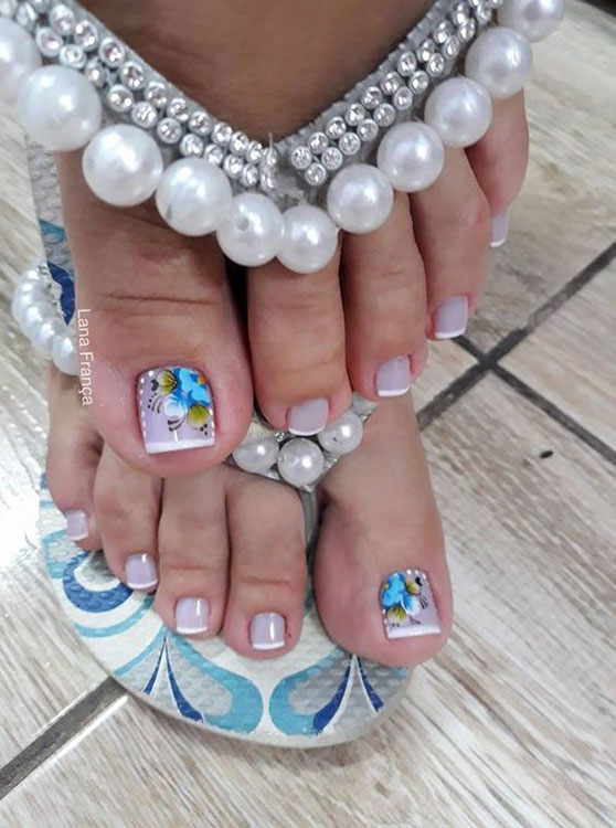 ideias unhas decoradas pé simples